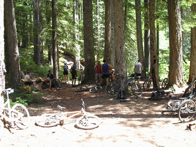 Taking a Break at the top of the falls on Falls Creek Trail